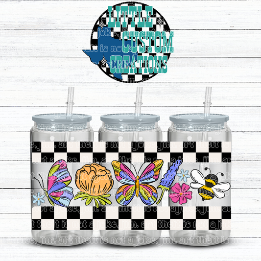 Checkered Floral Cup