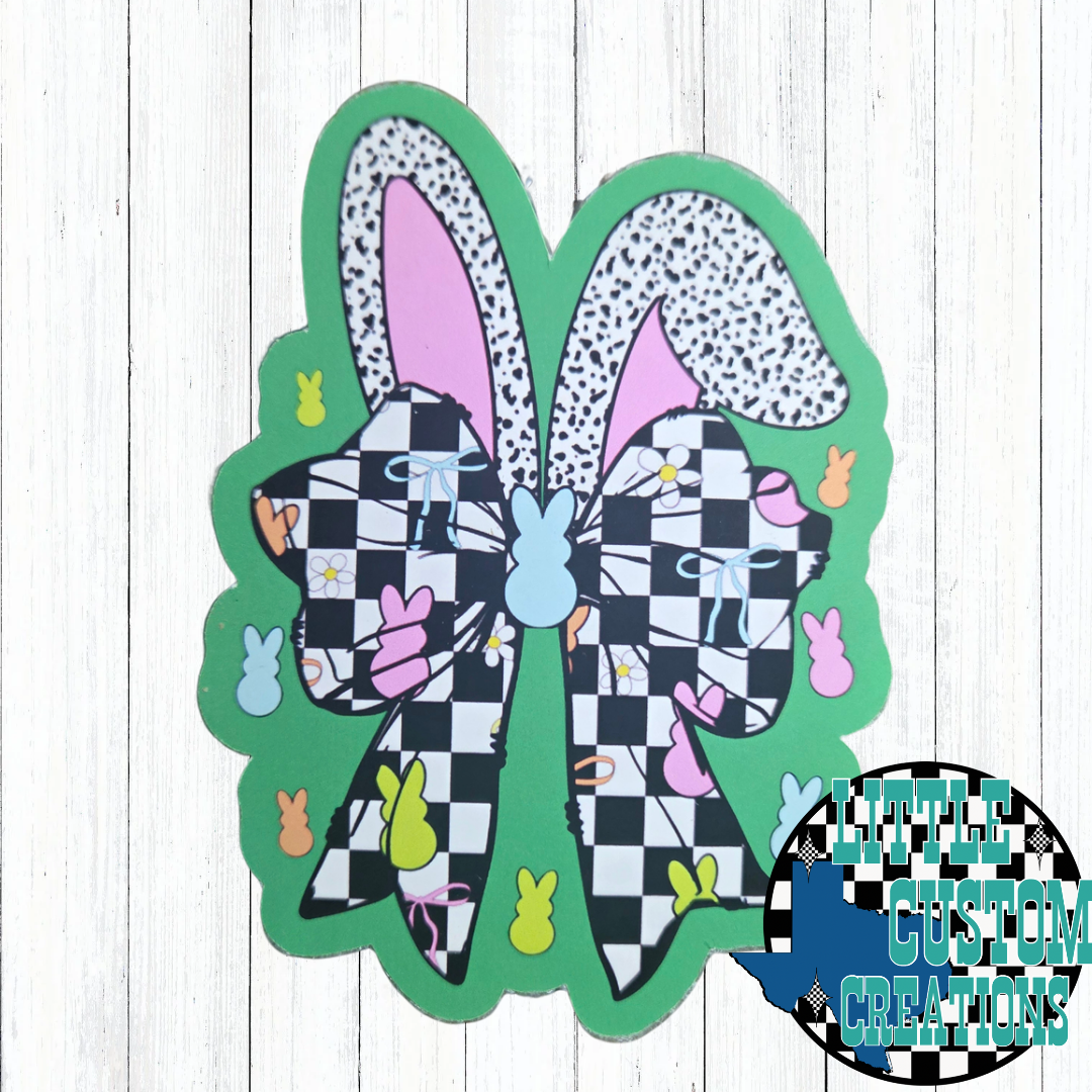 Checkered Bunny Bow